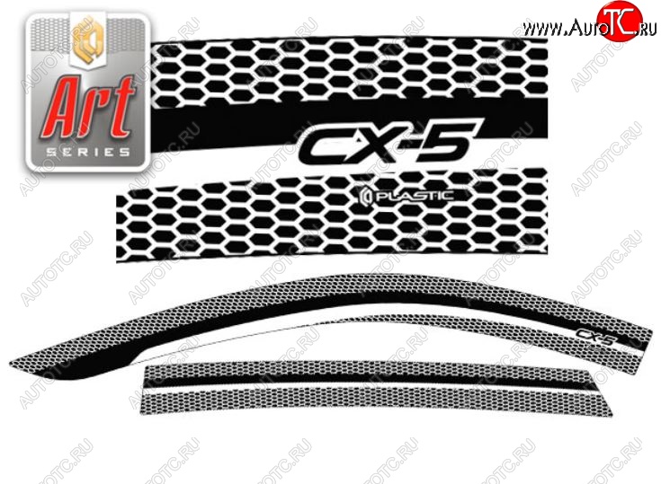 2 399 р. Дефлектора окон CA-Plastic  Mazda CX-5  KF (2016-2025) (Серия Art серебро, Без хром.молдинга)  с доставкой в г. Кемерово