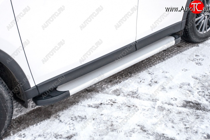 13 349 р. Алюминиевые пороги для ног Slitkoff (Optima)  Mazda CX-5  KF (2016-2025) (Чёрные)  с доставкой в г. Кемерово