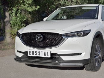 20 749 р. Защита переднего бампера (2 трубыØ63 и 42 мм, нержавейка) SLITKOFF Mazda CX-5 KF (2016-2025)  с доставкой в г. Кемерово. Увеличить фотографию 3