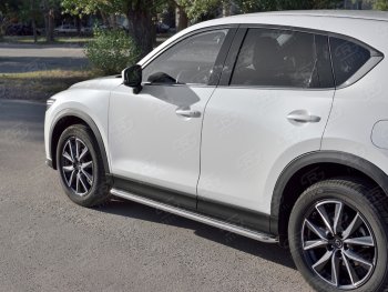 24 649 р. Широкая защита порогов с трубой диаметром 42 мм SLITKOFF v1 Mazda CX-5 KF (2016-2025)  с доставкой в г. Кемерово. Увеличить фотографию 2