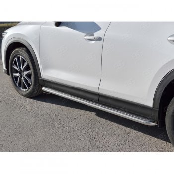 Широкая защита порогов с трубой диаметром 42 мм SLITKOFF v1 Mazda CX-5  KF (2016-2025)
