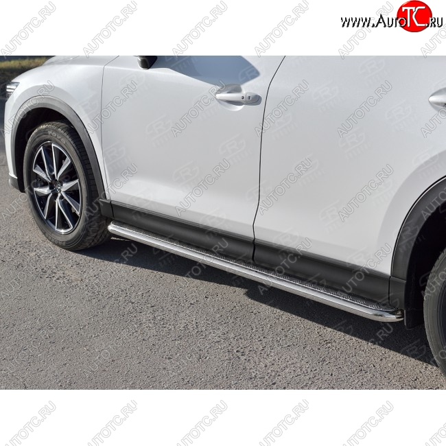 24 649 р. Широкая защита порогов с трубой диаметром 42 мм SLITKOFF v1 Mazda CX-5 KF (2016-2025)  с доставкой в г. Кемерово