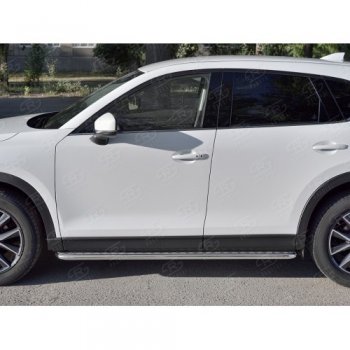 22 999 р. Широкая защита порогов с трубой диаметром 42 мм SLITKOFF v2 Mazda CX-5 KF (2016-2025)  с доставкой в г. Кемерово. Увеличить фотографию 2