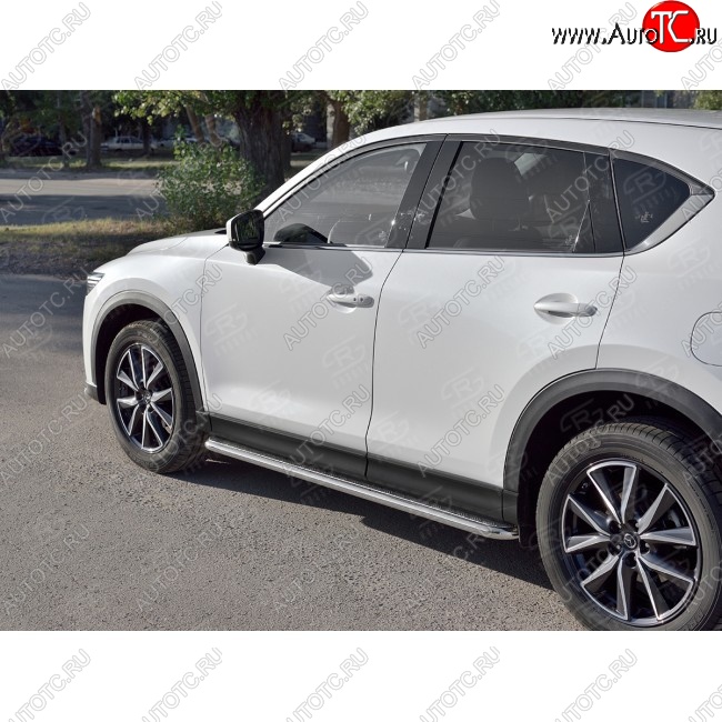 22 999 р. Широкая защита порогов с трубой диаметром 42 мм SLITKOFF v2 Mazda CX-5 KF (2016-2025)  с доставкой в г. Кемерово