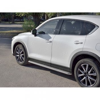 35 549 р. Широкая защита порогов с трубой диаметром 42 мм SLITKOFF v3  Mazda CX-5  KF (2016-2025)  с доставкой в г. Кемерово. Увеличить фотографию 2