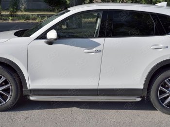 35 549 р. Широкая защита порогов с трубой диаметром 42 мм SLITKOFF v3  Mazda CX-5  KF (2016-2025)  с доставкой в г. Кемерово. Увеличить фотографию 3