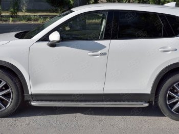 32 849 р. Защита порогов из круглой трубы диаметром 63 мм SLITKOFF v1 Mazda CX-5 KF (2016-2025)  с доставкой в г. Кемерово. Увеличить фотографию 3