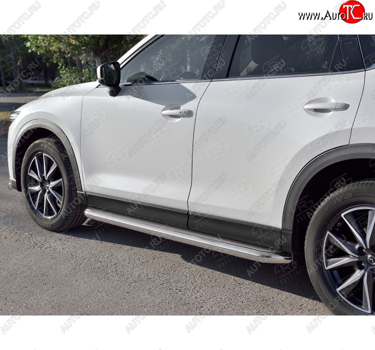 32 849 р. Защита порогов из круглой трубы диаметром 63 мм SLITKOFF v1 Mazda CX-5 KF (2016-2025)  с доставкой в г. Кемерово