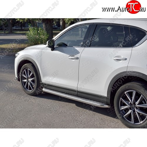 30 799 р. Порожки для ног (Ø63) SLITKOFF  Mazda CX-5  KF (2016-2025) (лист - алюминий, профиль - сталь)  с доставкой в г. Кемерово