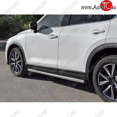 18 799 р. Защита порогов из круглой трубы диаметром 63 мм SLITKOFF v2 Mazda CX-5 KF (2016-2025)  с доставкой в г. Кемерово