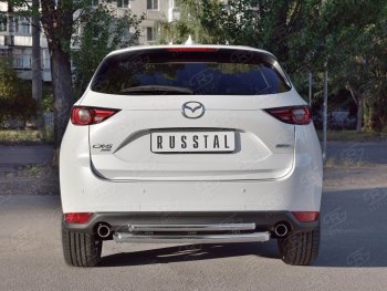 16 649 р. Защита заднего бампера (Ø63 и 42 мм, нержавейка) SLITKOFF  Mazda CX-5  KF (2016-2025)  с доставкой в г. Кемерово. Увеличить фотографию 2