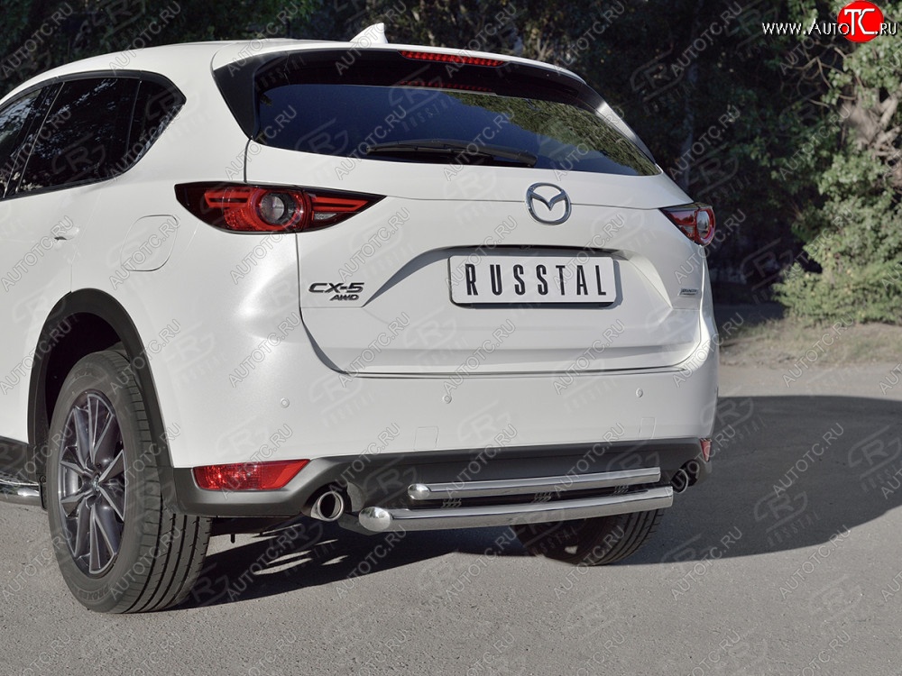 16 649 р. Защита заднего бампера (Ø63 и 42 мм, нержавейка) SLITKOFF  Mazda CX-5  KF (2016-2025)  с доставкой в г. Кемерово