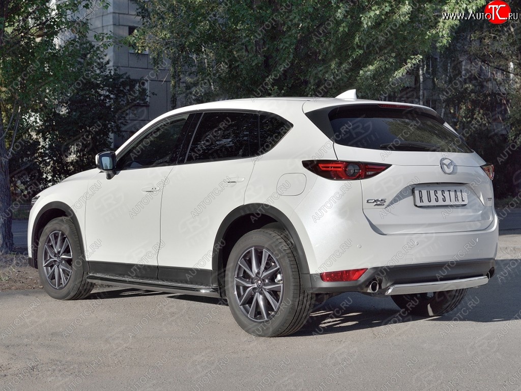 9 749 р. Защита заднего бампера (Ø75x42 мм, нержавейка) Russtal Mazda CX-5 KF (2016-2025)  с доставкой в г. Кемерово