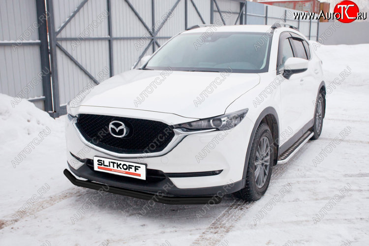 12 099 р. Защита переднего бампера Slitkoff (Ø 57 мм).  Mazda CX-5  KF (2016-2025) (Сталь с полимерным покрытием. Цвет: черный)  с доставкой в г. Кемерово