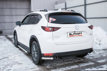Защита заднего бампера Slitkoff (Ø 57 мм, уголки) Mazda CX-5  KF (2016-2025) (Нержавеющая сталь)