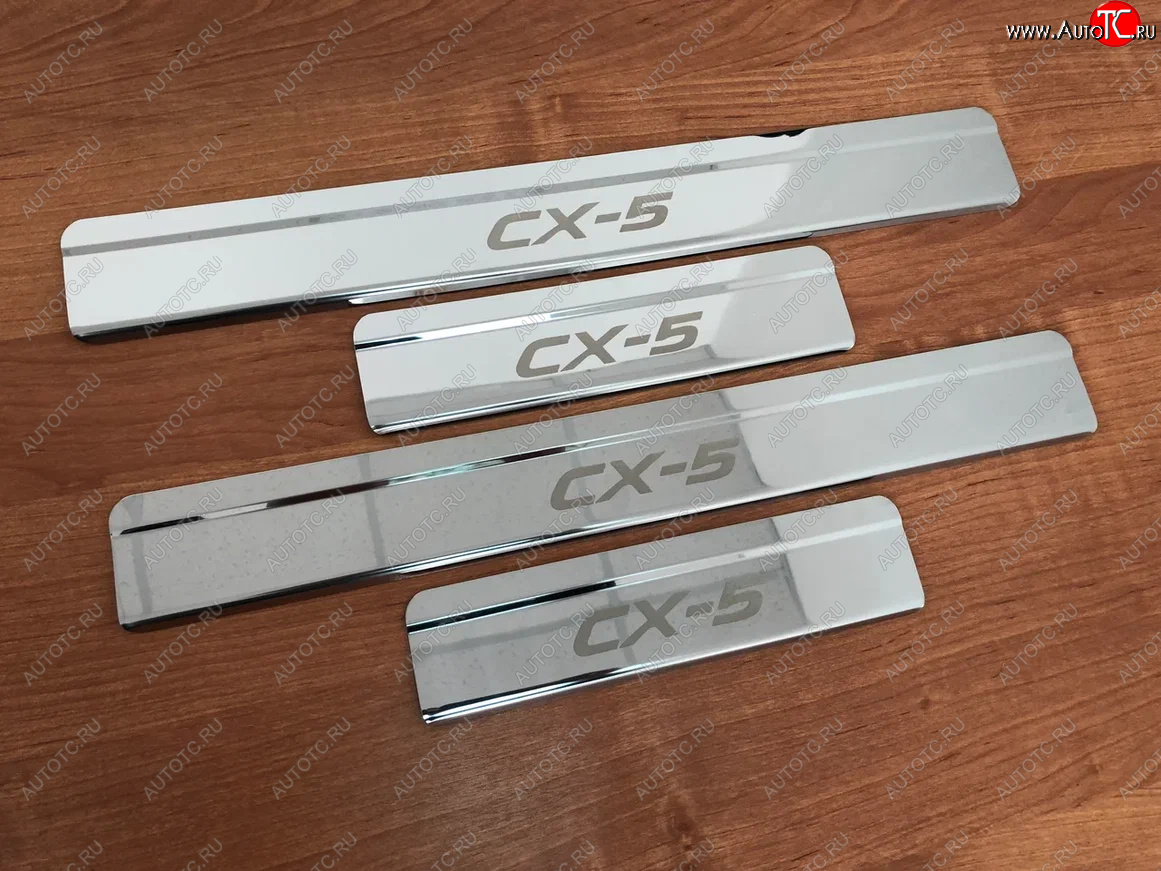 2 199 р. Накладки порожков салона INOX Mazda CX-5 KF (2016-2025) (Нержавеющая сталь)  с доставкой в г. Кемерово