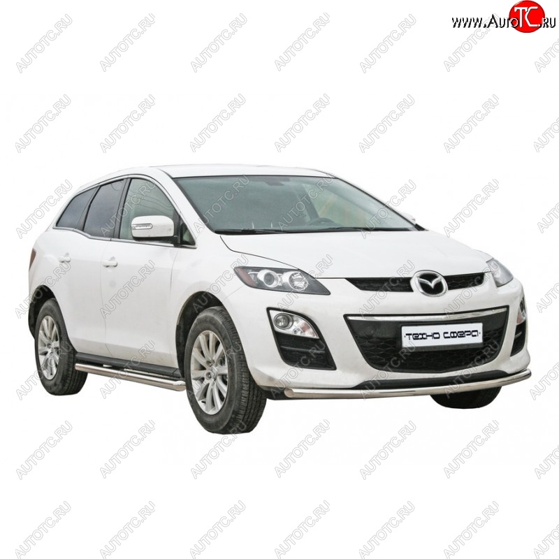 30 999 р. Защита порогов ТехноСфера (Техно Сфера) Люкс (нержавейка, d63.5 mm) Mazda CX-7 ER рестайлинг (2010-2012)  с доставкой в г. Кемерово