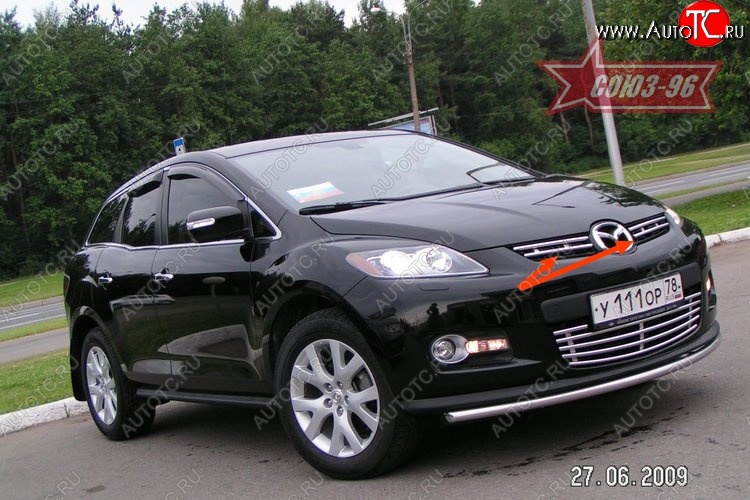 6 974 р. Декоративные элементы решетки радиатора Souz-96 (d16) Mazda CX-7 ER дорестайлинг (2006-2010)  с доставкой в г. Кемерово
