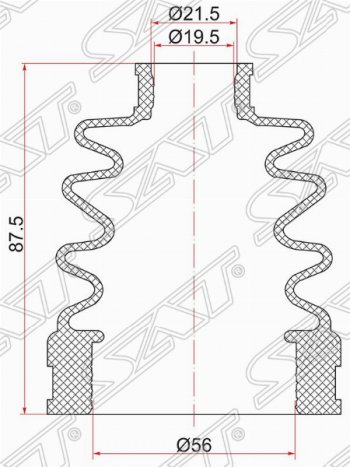 Пыльник ШРУСа SAT (внутренний, 2 хомута, резина, 2.0 / 2.4L) Mazda Demio 1 DW дорестайлинг (1996-1999)