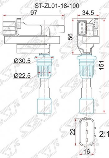 Катушка зажигания SAT Mazda 323/Familia  седан (1998-2004) BJ дорестайлинг, BJ рестайлинг