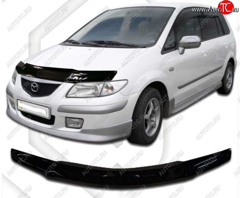 2 159 р. Дефлектор капота CA-Plastic) Mazda MPV LW дорестайлинг (1999-2002) (Classic черный, Без надписи)  с доставкой в г. Кемерово