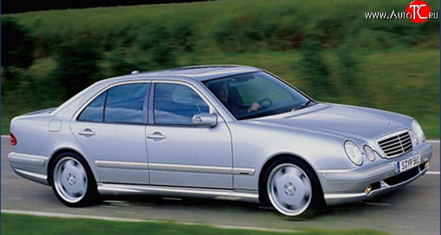 8 149 р. Пороги накладки AMG E55 Mercedes-Benz E-Class W210 дорестайлинг седан (1996-1999) (Неокрашенные)  с доставкой в г. Кемерово