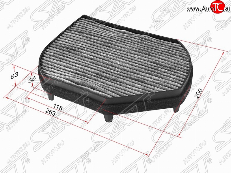 399 р. Фильтр салонный SAT (угольный 263х200х53/35 mm)  Mercedes-Benz C-Class ( S202,  W202) - SLK class  R170  с доставкой в г. Кемерово