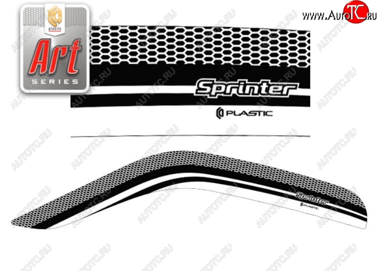 2 299 р. Дефлектора окон CA-Plastic  Mercedes-Benz Sprinter  W906 (2014-2018) рестайлинг (Серия Art черная, Без хром.молдинга)  с доставкой в г. Кемерово
