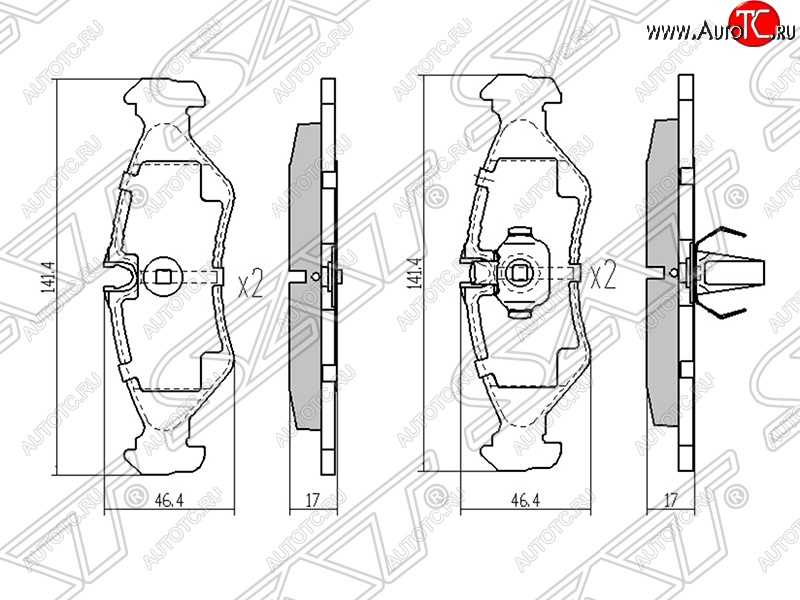 979 р. Колодки тормозные задние SAT Mercedes-Benz Sprinter W905 рестайлинг (2000-2006)  с доставкой в г. Кемерово