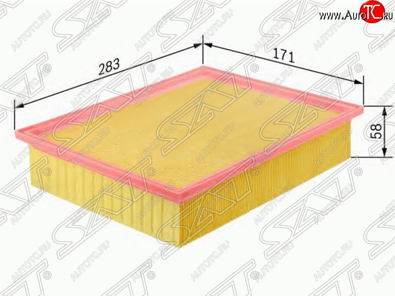 339 р. Фильтр воздушный двигателя SAT (283х171х58 mm)  Mercedes-Benz E-Class ( W124,  S124) (1984-1996) седан дорестайлинг, универсал рестайлинг  с доставкой в г. Кемерово
