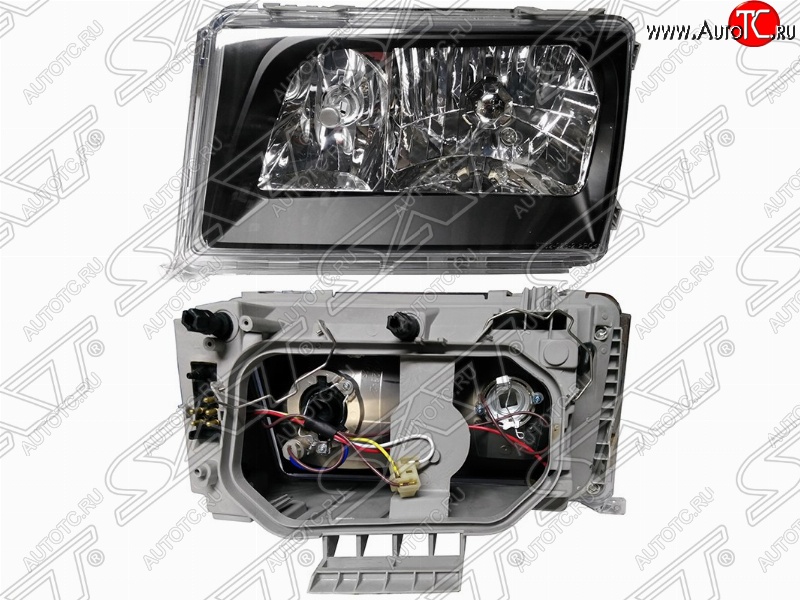 6 249 р. Левая передняя фара SAT (черный хрусталь) Mercedes-Benz E-Class W124 седан дорестайлинг (1984-1993)  с доставкой в г. Кемерово