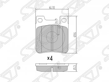 669 р. Колодки тормозные задние SAT  Mercedes-Benz C-Class ( S202,  W202,  W203,  CL203,  S203) - S class  W220  с доставкой в г. Кемерово. Увеличить фотографию 1