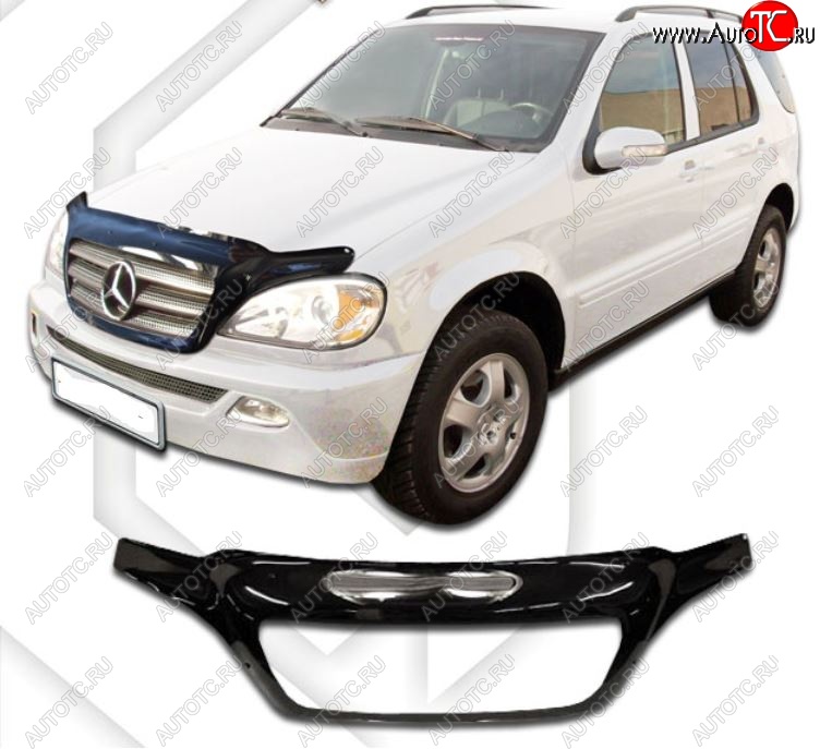 2 899 р. Дефлектор капота CA-Plastic  Mercedes-Benz ML class  W163 (1997-2001) дорестайлинг (Classic черный, Без надписи)  с доставкой в г. Кемерово