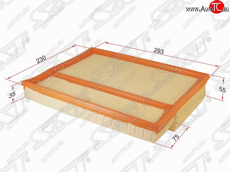 349 р. Фильтр воздушный двигателя SAT (293х230х35 mm)  Mercedes-Benz C-Class  W202 - ML class  W163  с доставкой в г. Кемерово