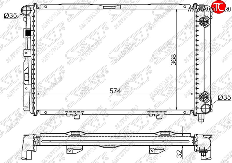 14 999 р. Радиатор двигателя (пластинчатый, 1.8/2.0/2.0D/2.2D, АКПП) SAT Mercedes-Benz C-Class W201 седан (1982-1992)  с доставкой в г. Кемерово