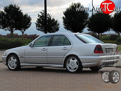 8 299 р. Пороги накладки AMG Mercedes-Benz C-Class W202 дорестайлинг седан (1993-1997) (Неокрашенные)  с доставкой в г. Кемерово