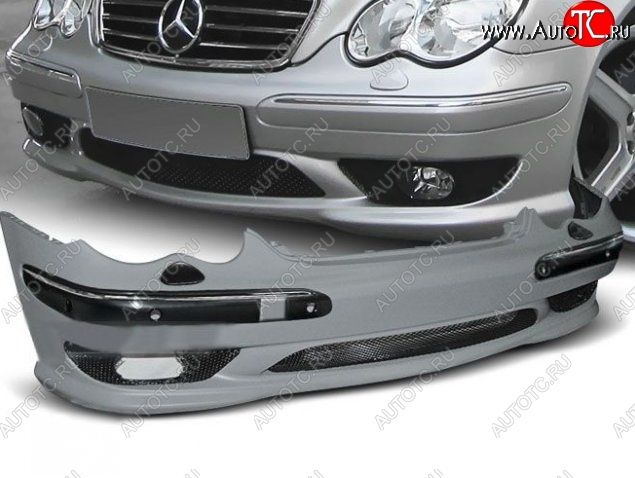 32 499 р. Передний бампер AMG Style Mercedes-Benz C-Class W203 дорестайлинг седан (2000-2004) (Неокрашенный)  с доставкой в г. Кемерово