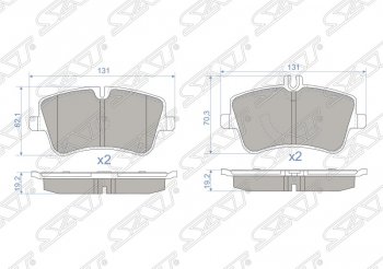 1 069 р. Колодки тормозные SAT (передние)  Mercedes-Benz C-Class  W203 (2000-2008) дорестайлинг седан, рестайлинг седан  с доставкой в г. Кемерово. Увеличить фотографию 1