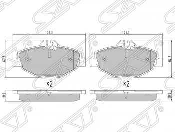 1 399 р. Колодки тормозные SAT (передние)  Mercedes-Benz E-Class  W211 (2002-2009) дорестайлинг седан, рестайлинг седан  с доставкой в г. Кемерово. Увеличить фотографию 1