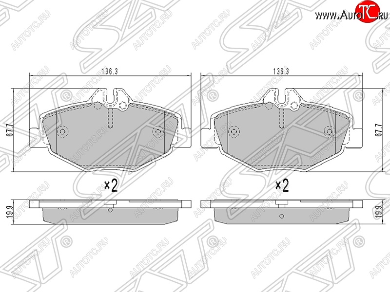 1 399 р. Колодки тормозные SAT (передние)  Mercedes-Benz E-Class  W211 (2002-2009) дорестайлинг седан, рестайлинг седан  с доставкой в г. Кемерово