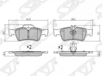 899 р. Колодки тормозные задние SAT  Mercedes-Benz E-Class ( W211,  W212) (2002-2012) дорестайлинг седан, рестайлинг седан, дорестайлинг седан  с доставкой в г. Кемерово. Увеличить фотографию 1