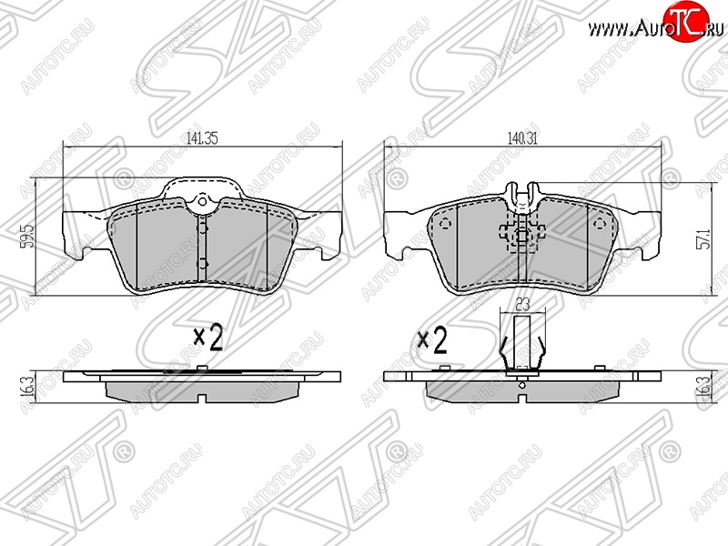 899 р. Колодки тормозные задние SAT  Mercedes-Benz E-Class ( W211,  W212) (2002-2012) дорестайлинг седан, рестайлинг седан, дорестайлинг седан  с доставкой в г. Кемерово