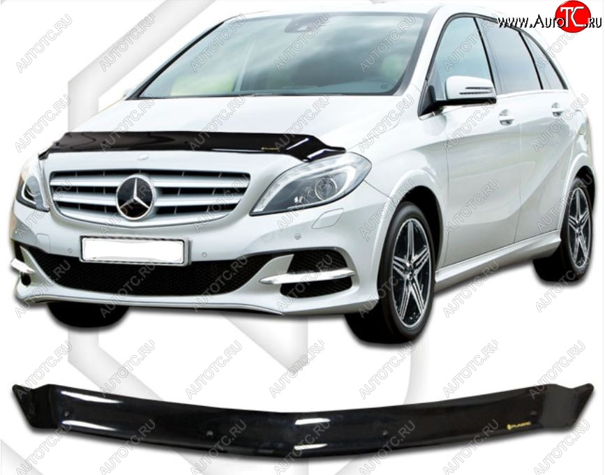 1 899 р. Дефлектор капота CA-Plastic Mercedes-Benz B-Class W246/T246 хэтчбэк (2011-2018) (Classic черный, Без надписи)  с доставкой в г. Кемерово