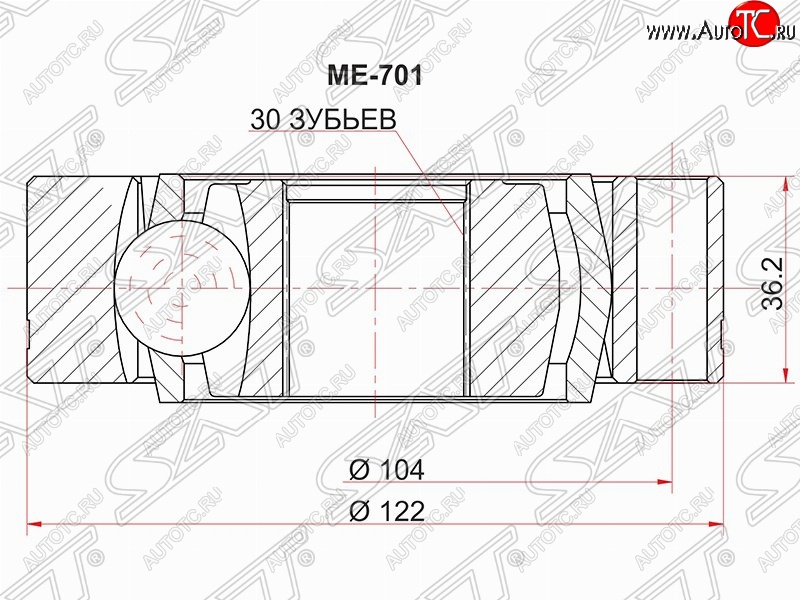 2 299 р. Шрус (внутренний) SAT (30*122 мм)  Mercedes-Benz Vito  W638 (1996-2003)  с доставкой в г. Кемерово