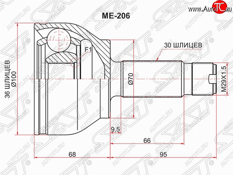2 579 р. Шрус (наружный) SAT (36*30*70 мм)  Mercedes-Benz Vito  W639 (2003-2014) дорестайлинг, рестайлинг  с доставкой в г. Кемерово