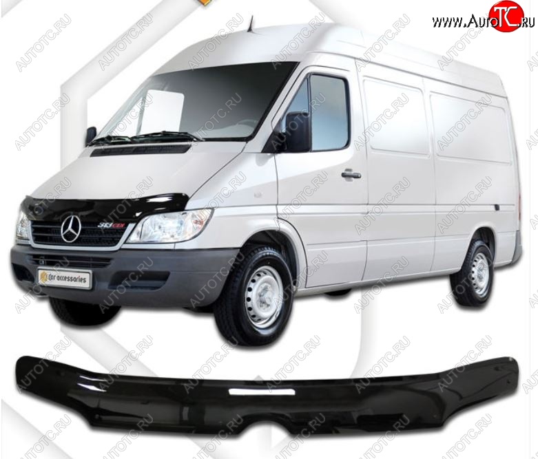 2 079 р. Дефлектор капота CA-Plastic  Mercedes-Benz Sprinter  W905 (2000-2006) рестайлинг (Classic черный, Без надписи)  с доставкой в г. Кемерово