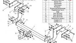 6 299 р. Фаркоп (колесная база 3.55/4.025, длинная база) Лидер Плюс Mercedes-Benz Sprinter W905 рестайлинг (2000-2006) (Без электропакета)  с доставкой в г. Кемерово. Увеличить фотографию 2