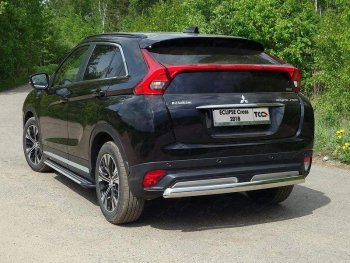 Защита заднего бампера (овальная) ТСС (нержавейка d75х42 мм) Mitsubishi Eclipse Cross  GK (2017-2021) дорестайлинг