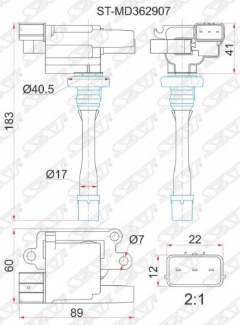 1 649 р. Катушка зажигания SAT Mitsubishi Airtek (2001-2008)  с доставкой в г. Кемерово. Увеличить фотографию 1