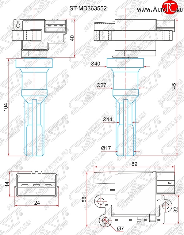 2 599 р. Катушка зажигания SAT  Mitsubishi Airtek - Outlander  CU  с доставкой в г. Кемерово